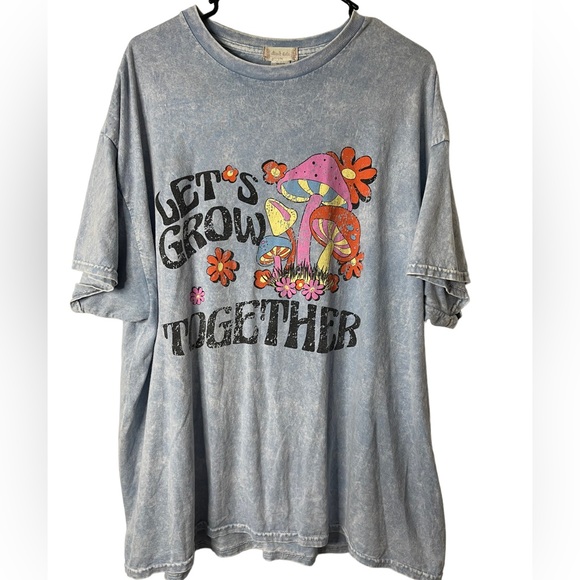 Altar'd State Tops - Altar’d State Women’s Overside Graphic Tee Let’s Grow Together Mushrooms L / XL